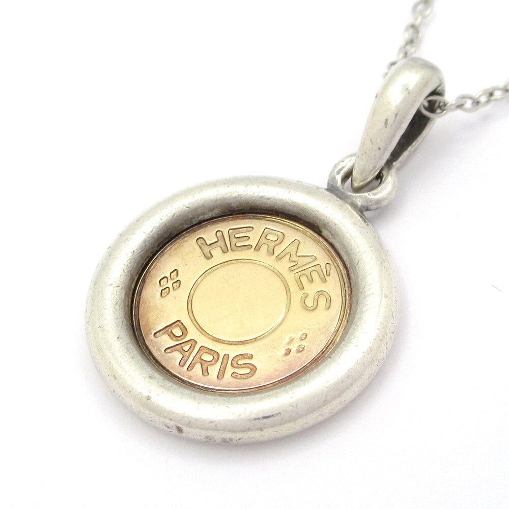 Hermès Selle Necklace 18K Yellow Gold Silver Hardware